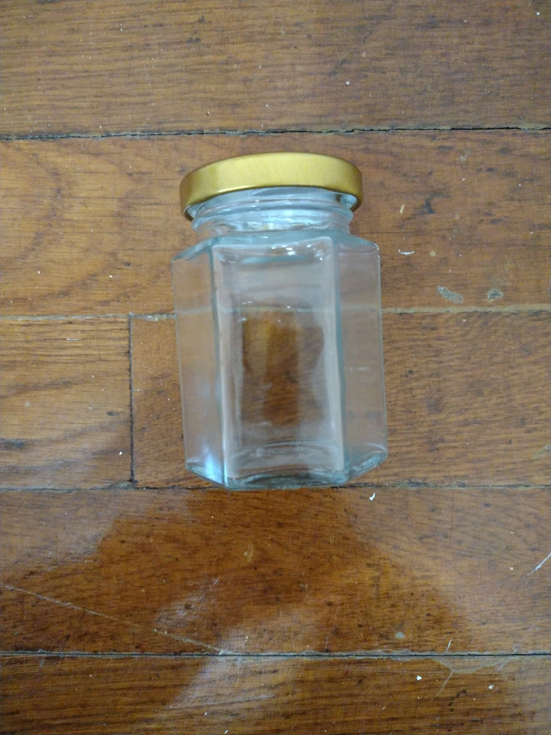 Glass Hexagonal Jar with Gold Lid - photo 2