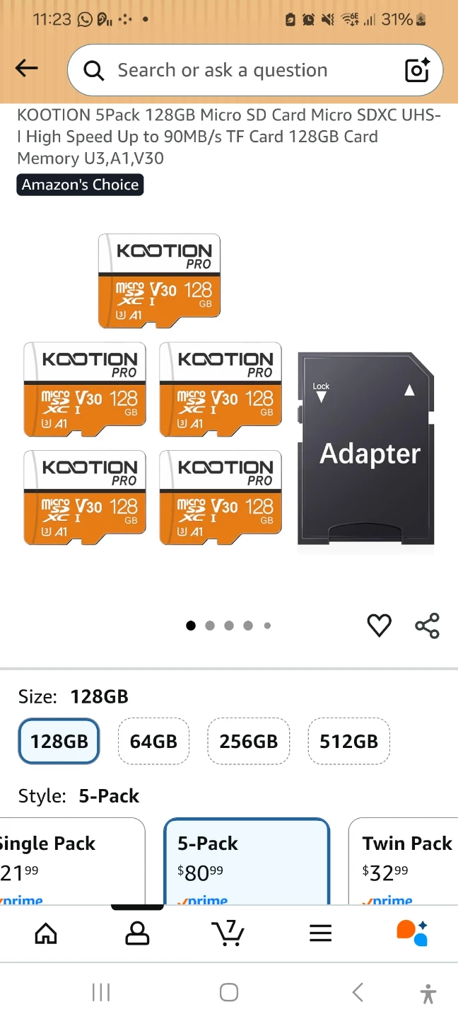 NEW - KOOTION 5-Pack 128GB Micro SD Card - photo 2