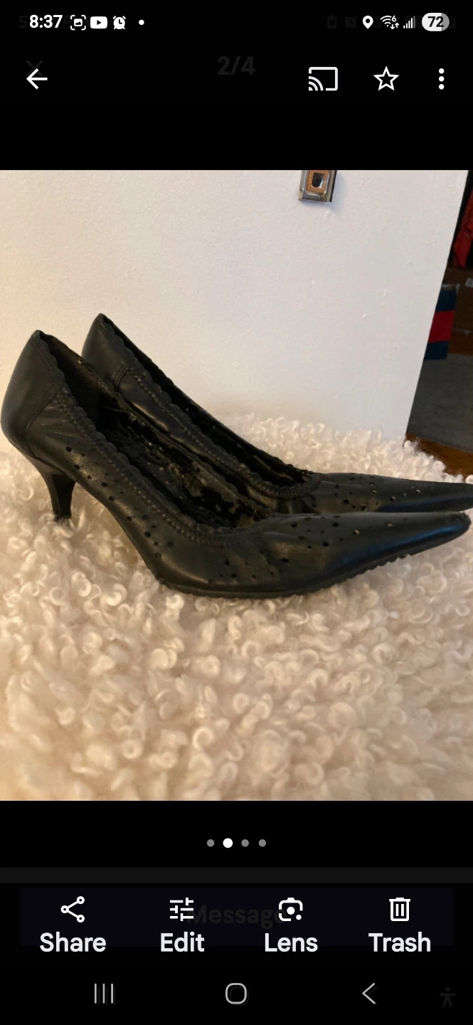 Black Leather Pointed Toe Heels - photo 3