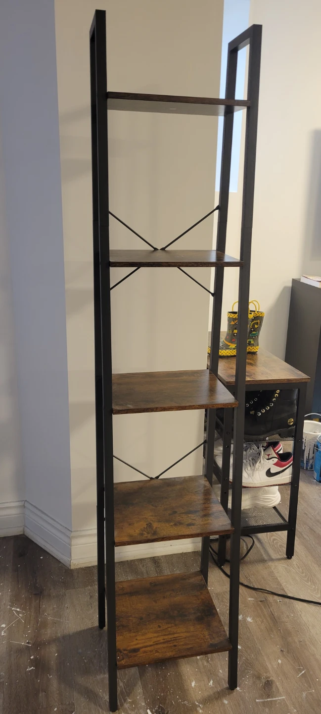 5-Tier Bookshelf - Rustic Brown and Black
