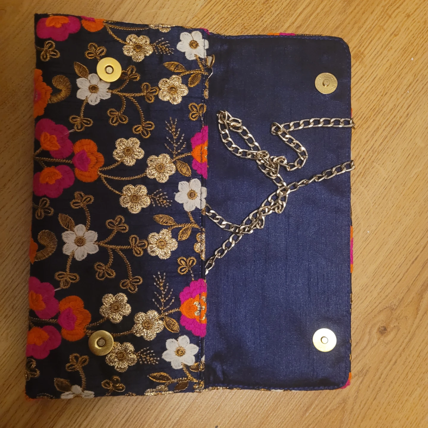 Floral Embroidered Clutch with Chain - photo 3