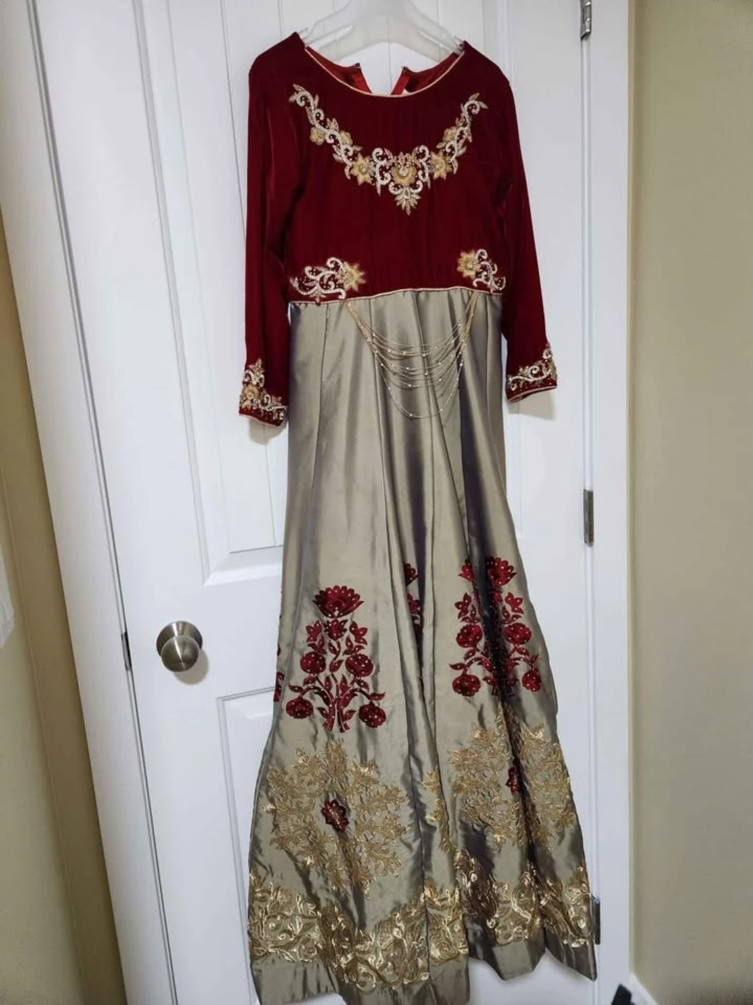 Embroidered Red & Silver Dress