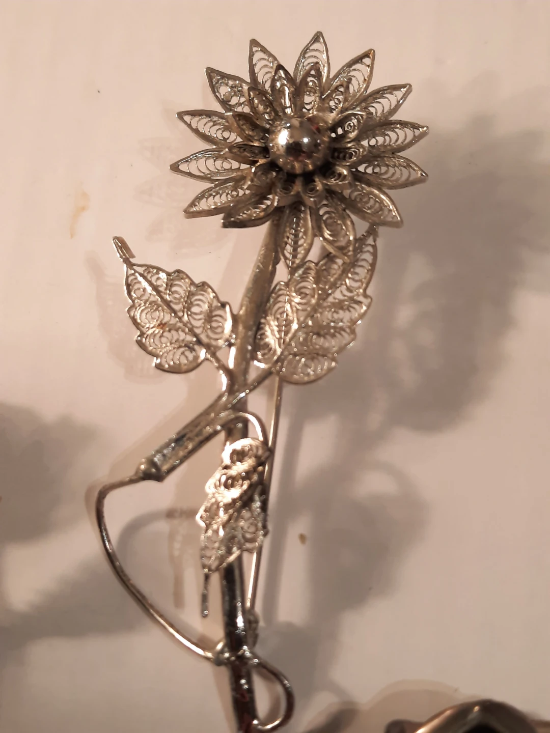 Set of 4 Flower Brooches 2 sterling silver  2 silver plate - photo 5