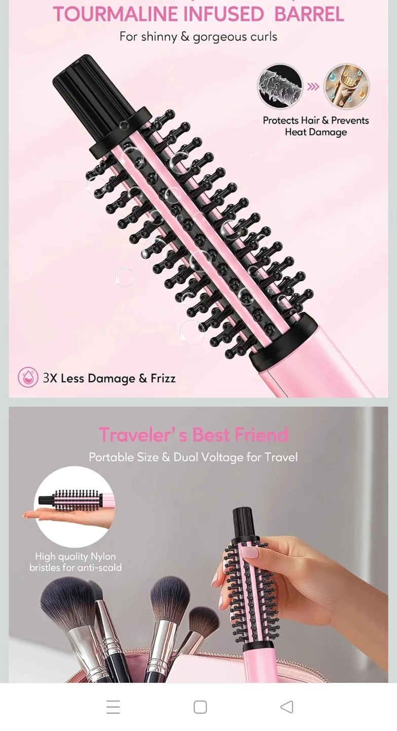 Farery Tourmaline Infused Curling Iron Brush - Pink - photo 2