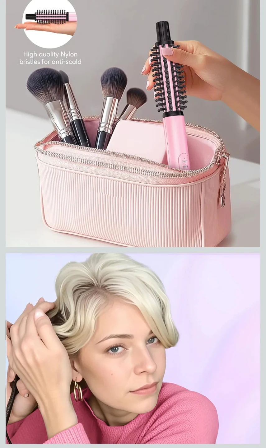 Farery Tourmaline Infused Curling Iron Brush - Pink - photo 4
