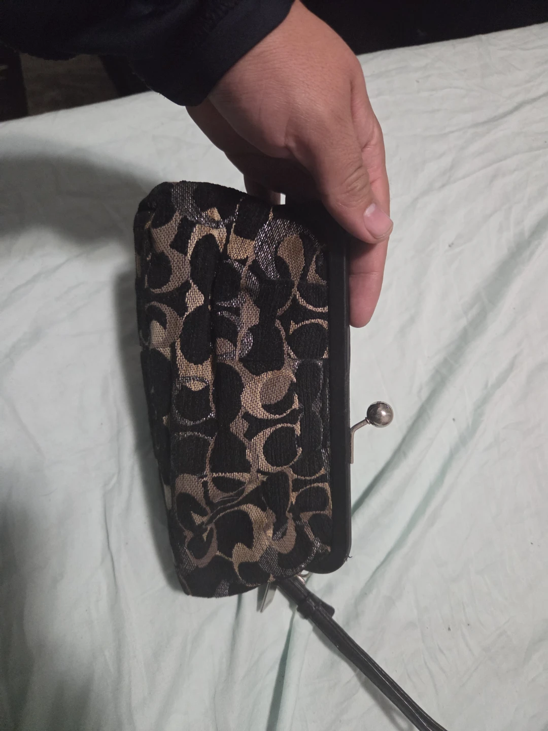 Coach Black & Gold Kisslock Wallet