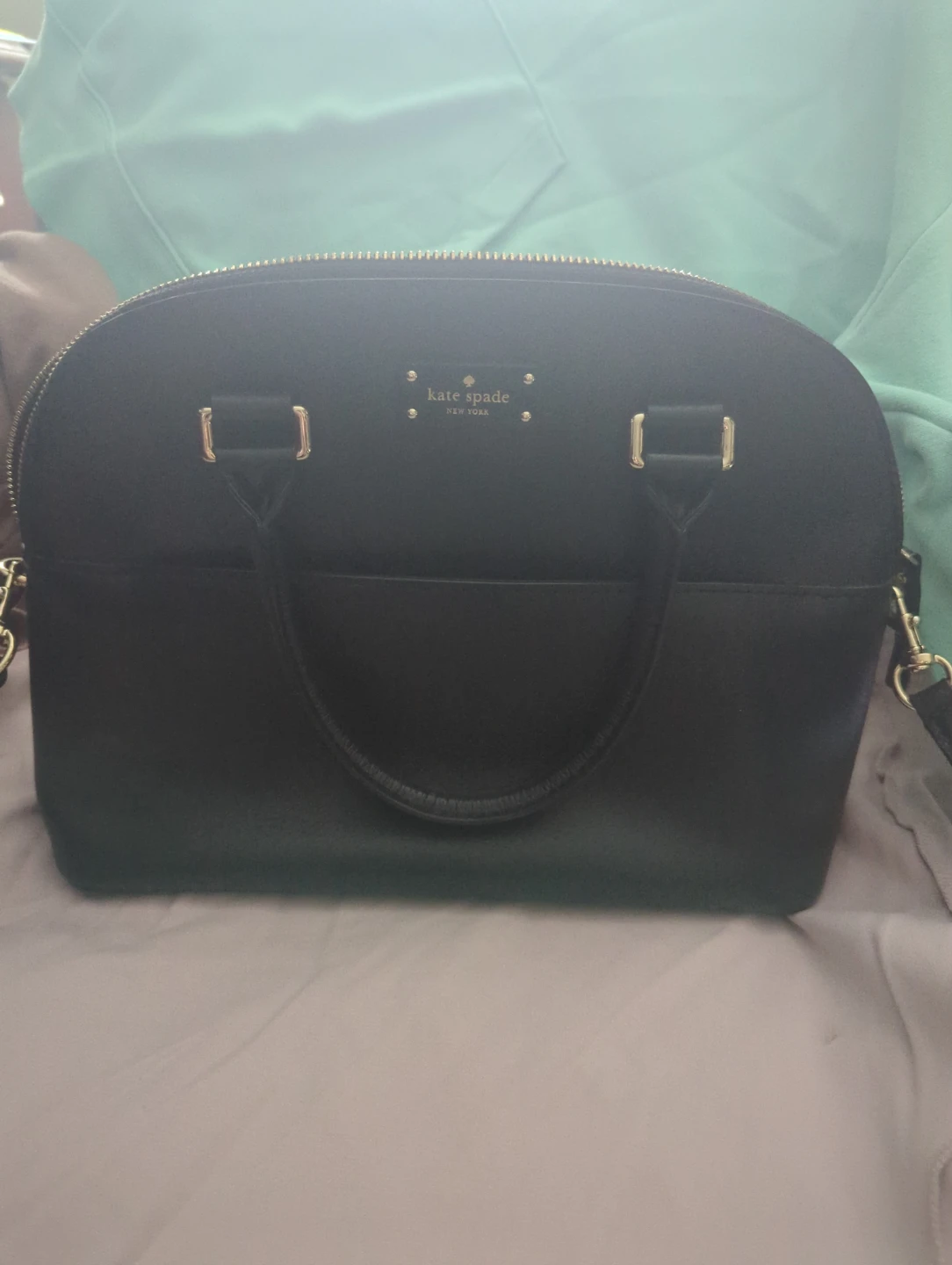 Kate Spade Black Leather Dome Satchel Handbag