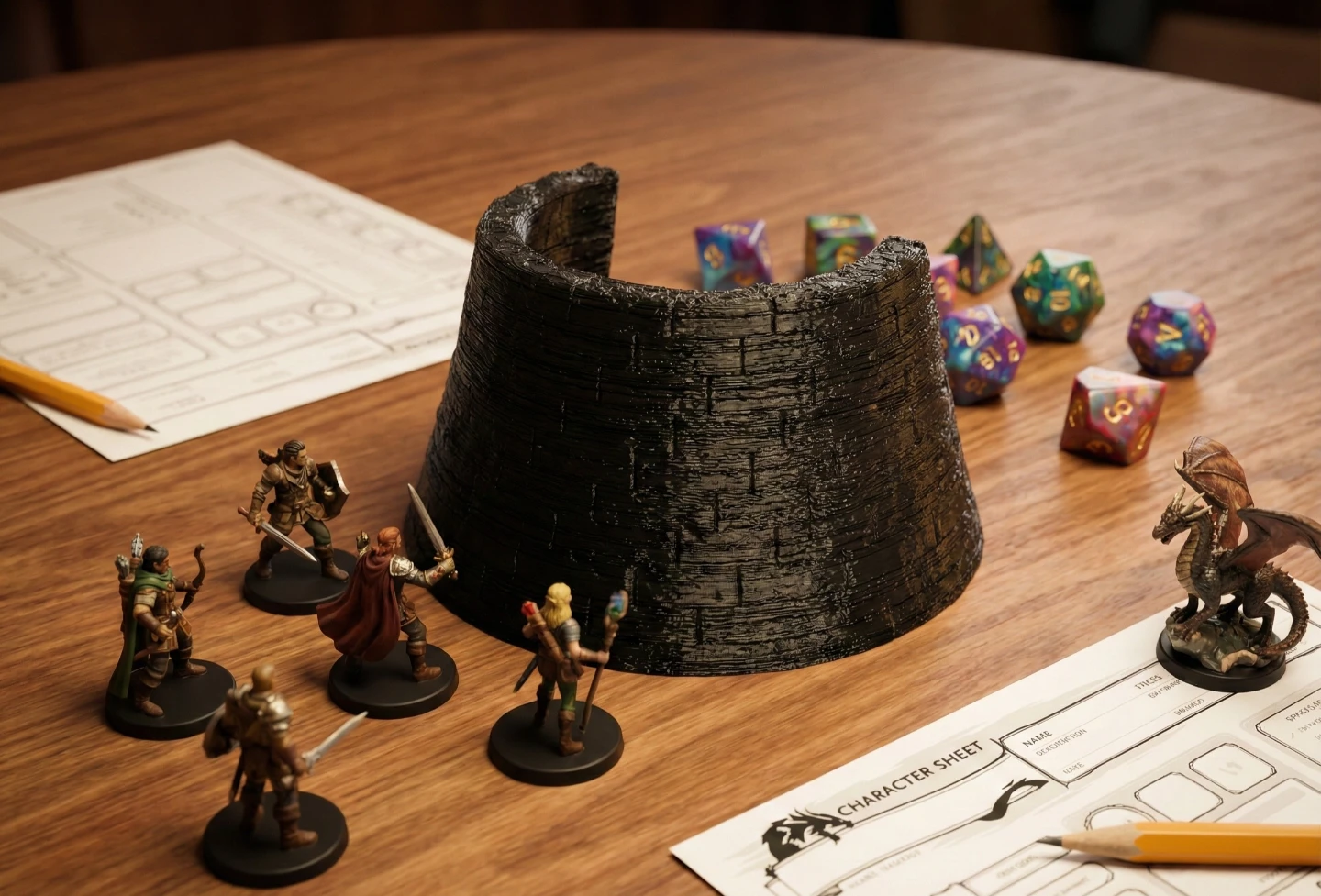 D&D dice wall