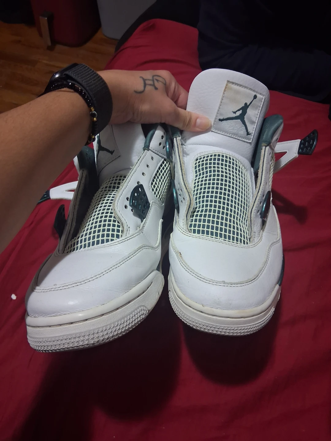 Jordan 4 Retro "Bred" White/Green Men's Sneakers - photo 2