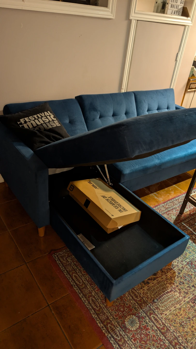 Blue Sectional Sofa with Storage - photo 2