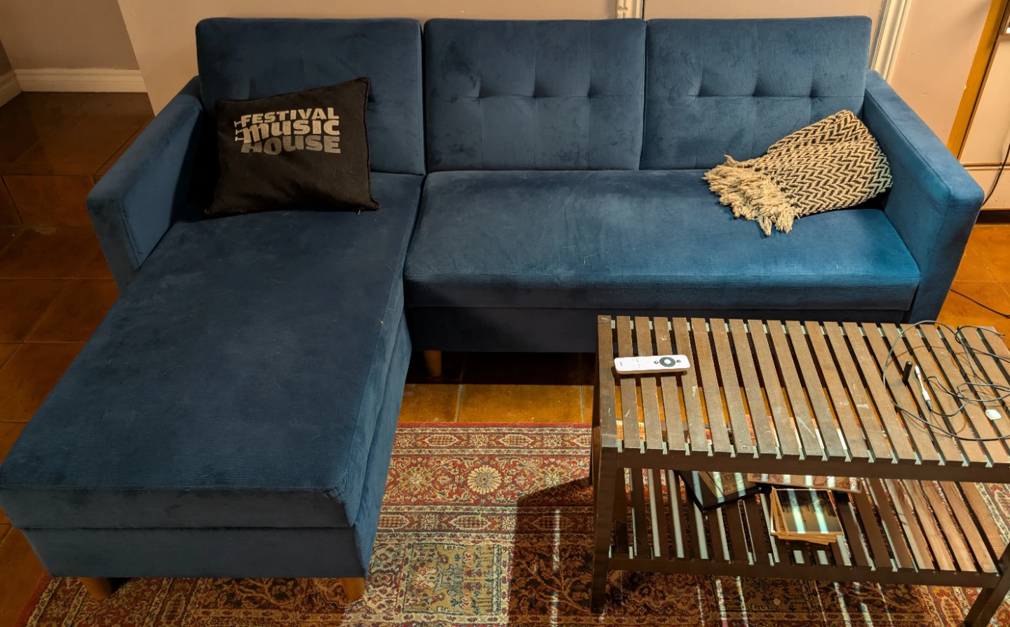 Blue Sectional Sofa with Storage - photo 3