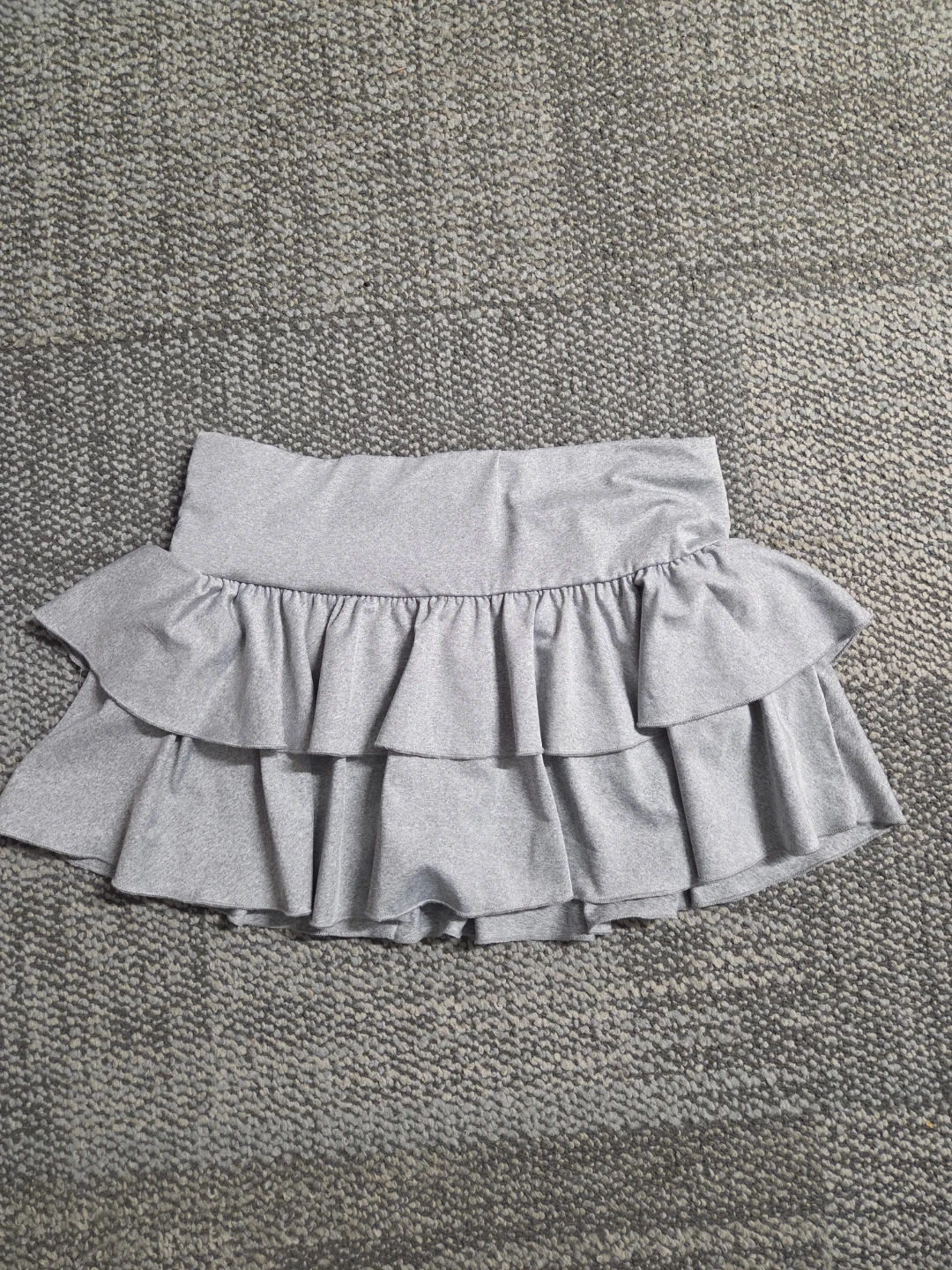 Grey Ruffled Mini Skirt
