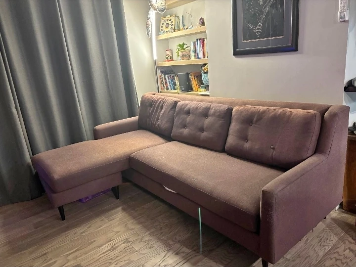 Brown Sectional Sofa with Chaise