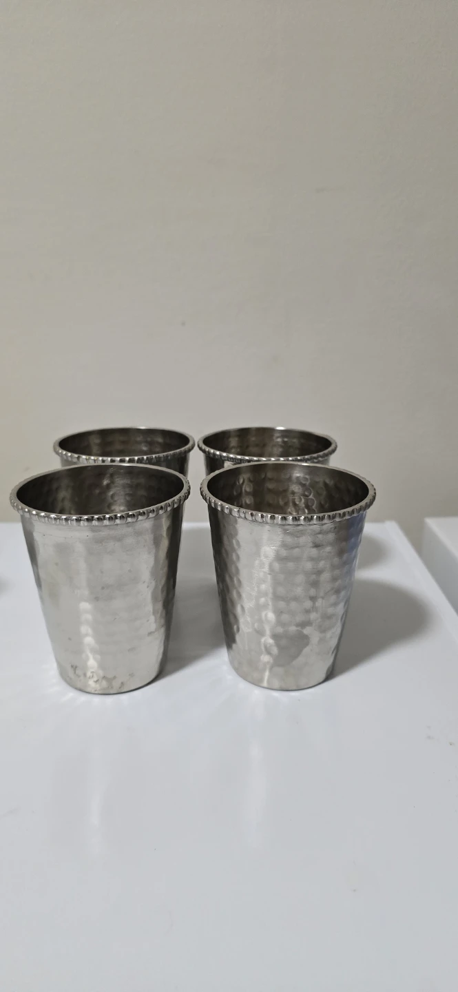 Set of 4 Hammered Metal Decorative Cups