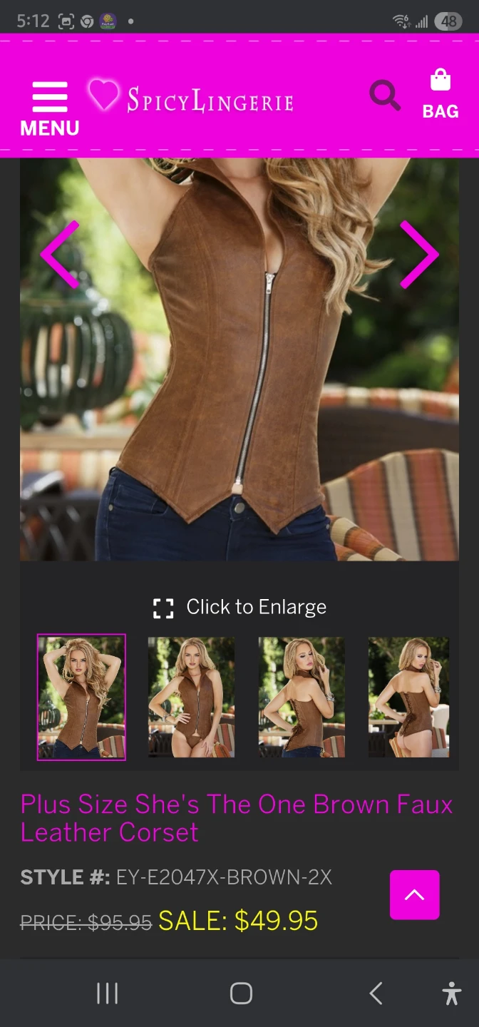 Spicy Lingerie Brown Faux Leather Corset 6X