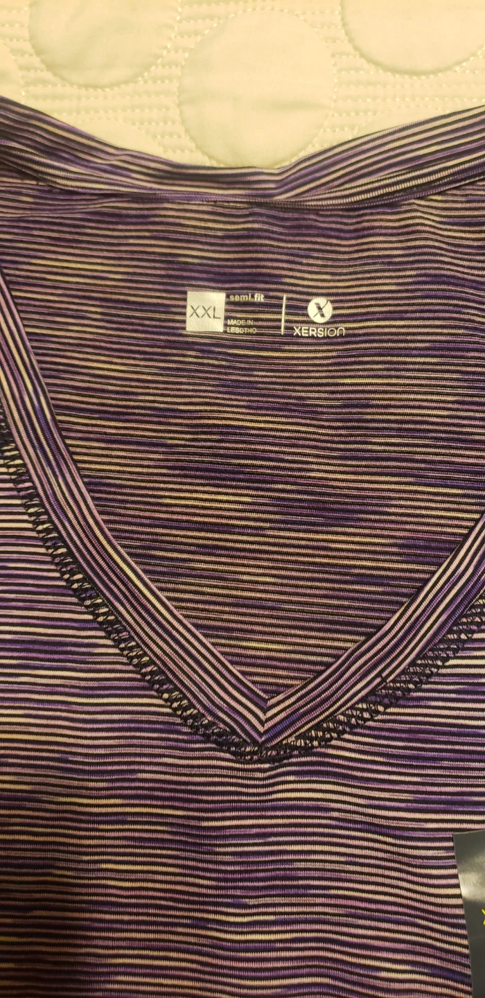 Xersion XXL Purple Striped Semi-Fit T-Shirt - New! - photo 3