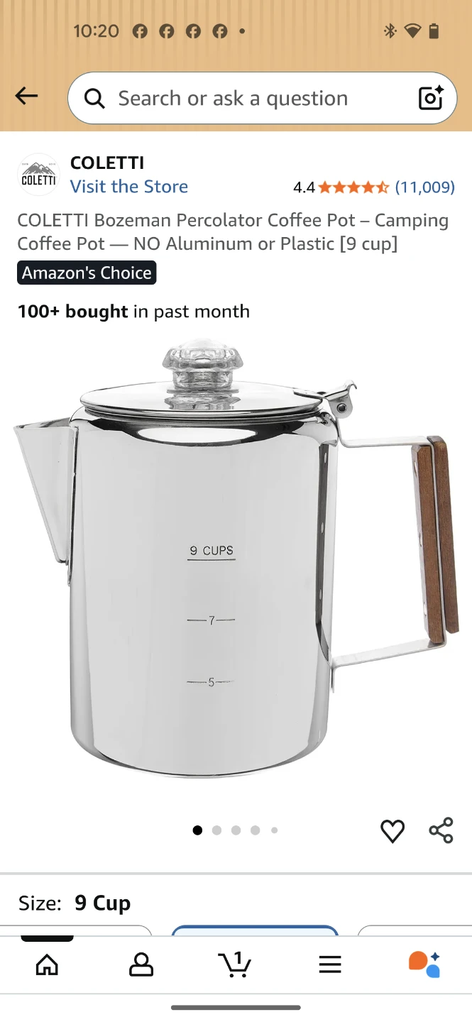 COLETTI Bozeman Percolator Coffee Pot - 9 Cup