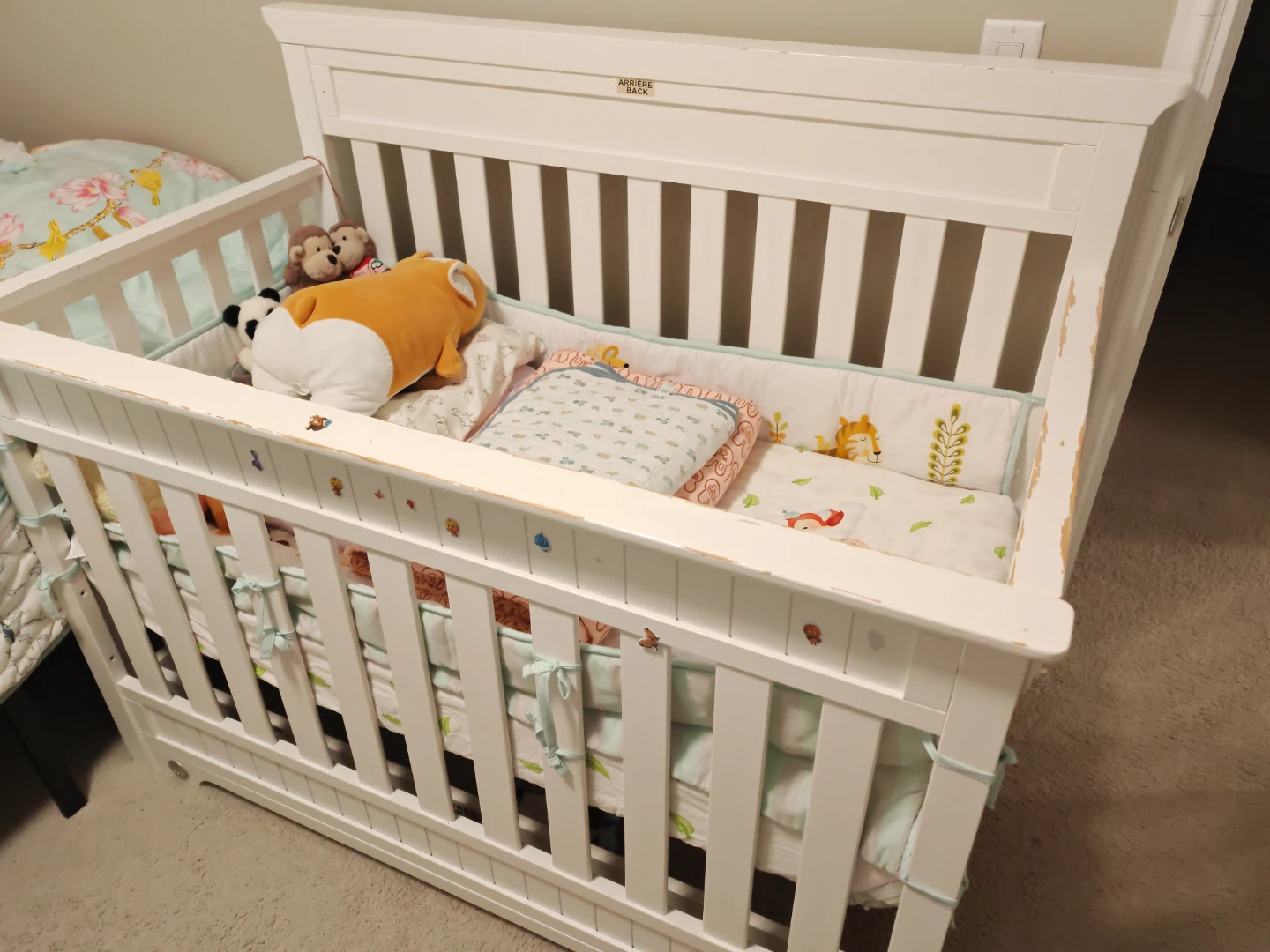 White Baby Crib + Mattress