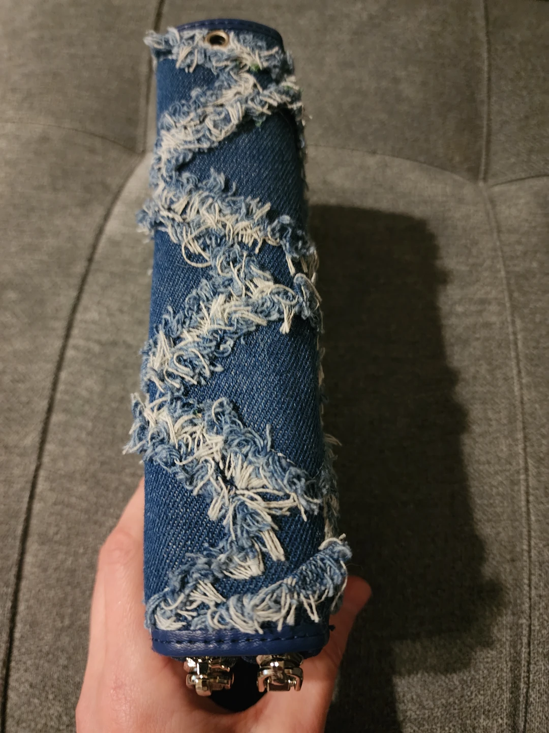 Denim Wallet with Fringe Detail - photo 4