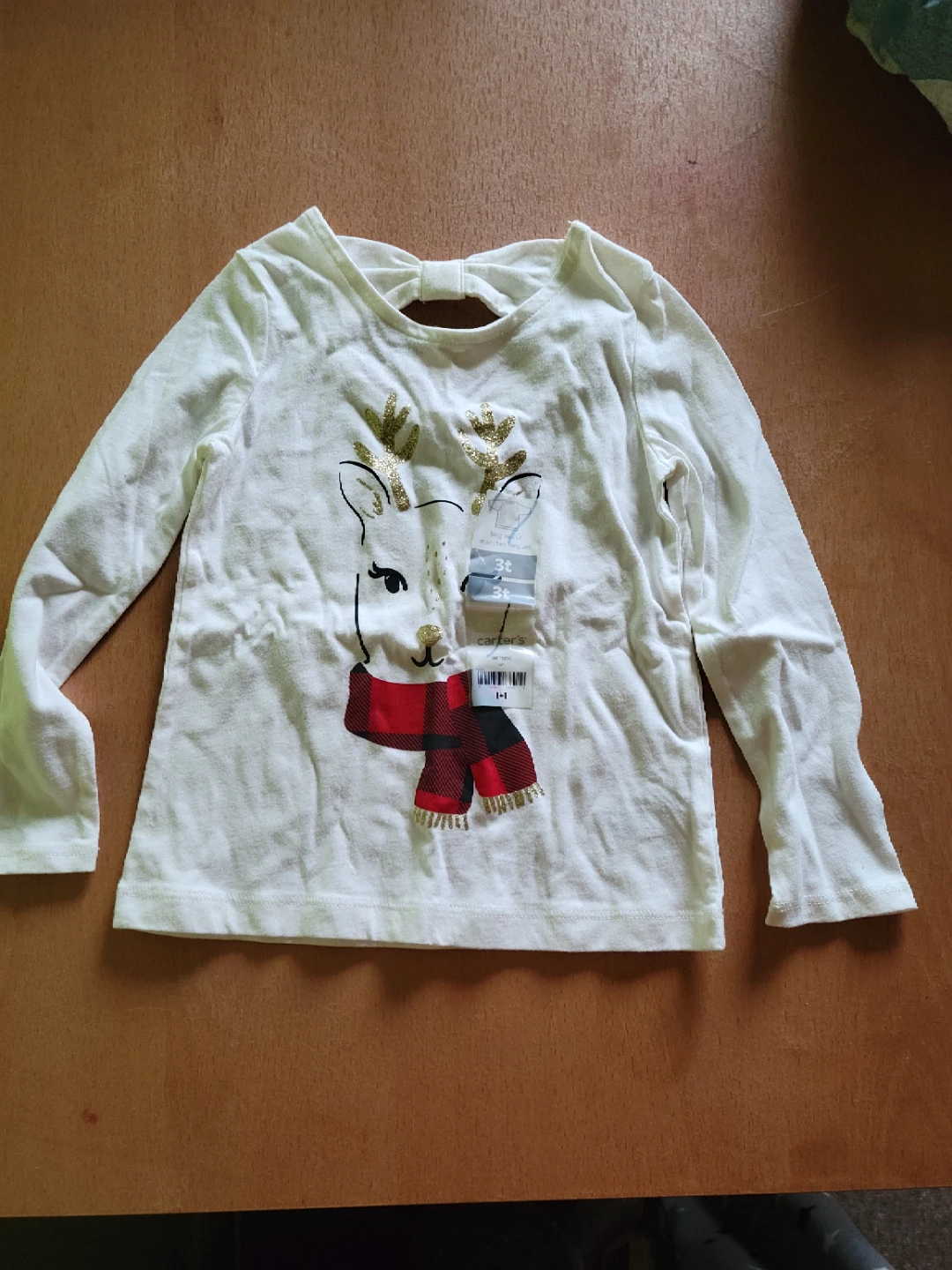 Carter's White Reindeer Long Sleeve Shirt Size 3T