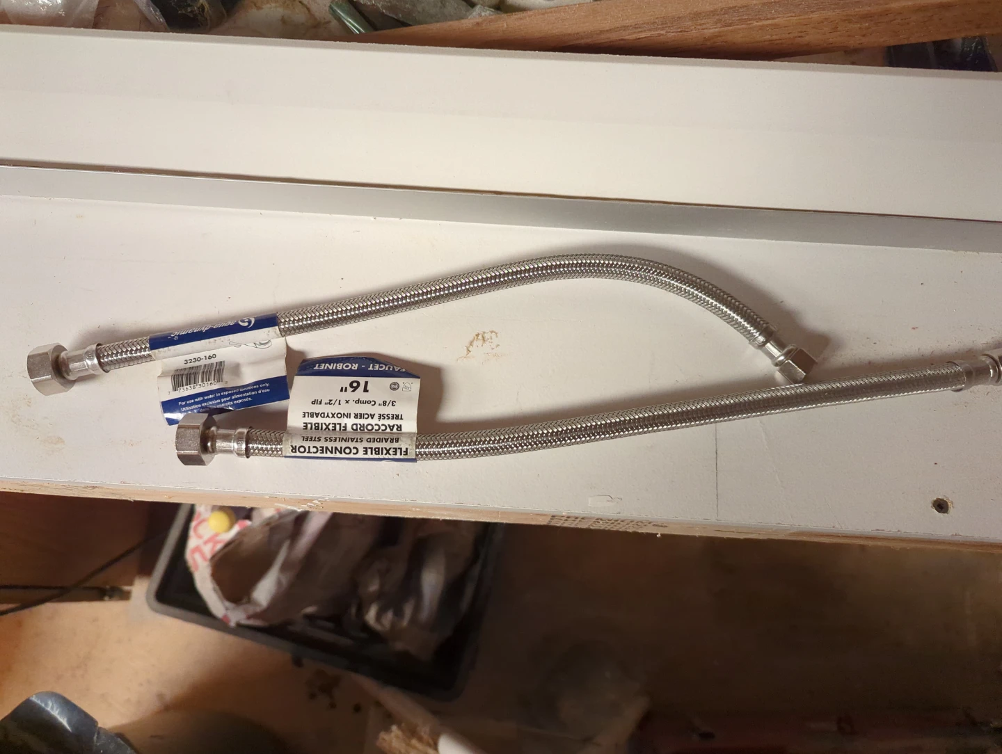 Two 16" Flexible Braided Stainless Steel Connectors