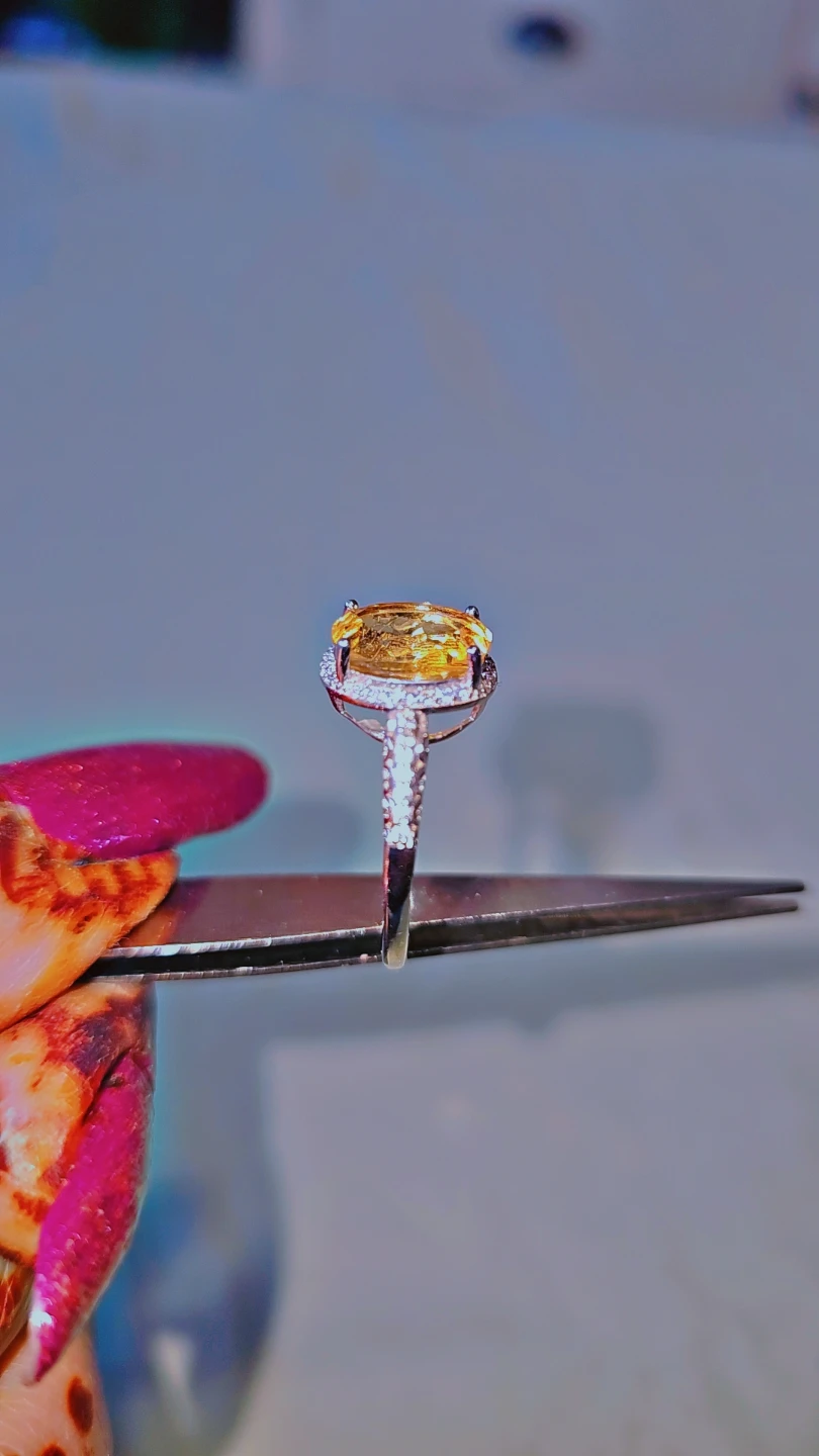 Citrine gemstone Ring with Diamond Accents - photo 3