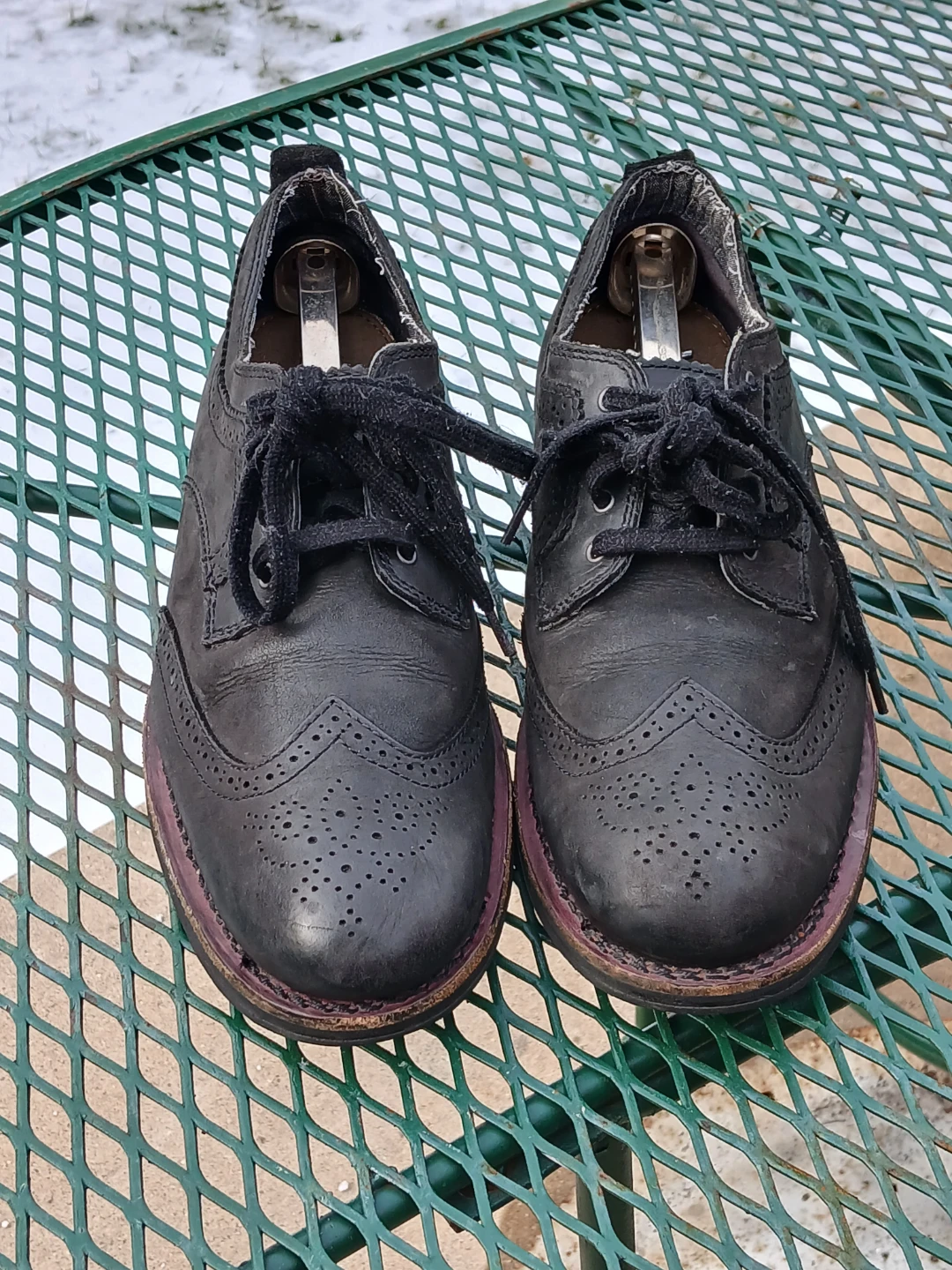 Caterpillar Black Leather Wingtip Shoes
