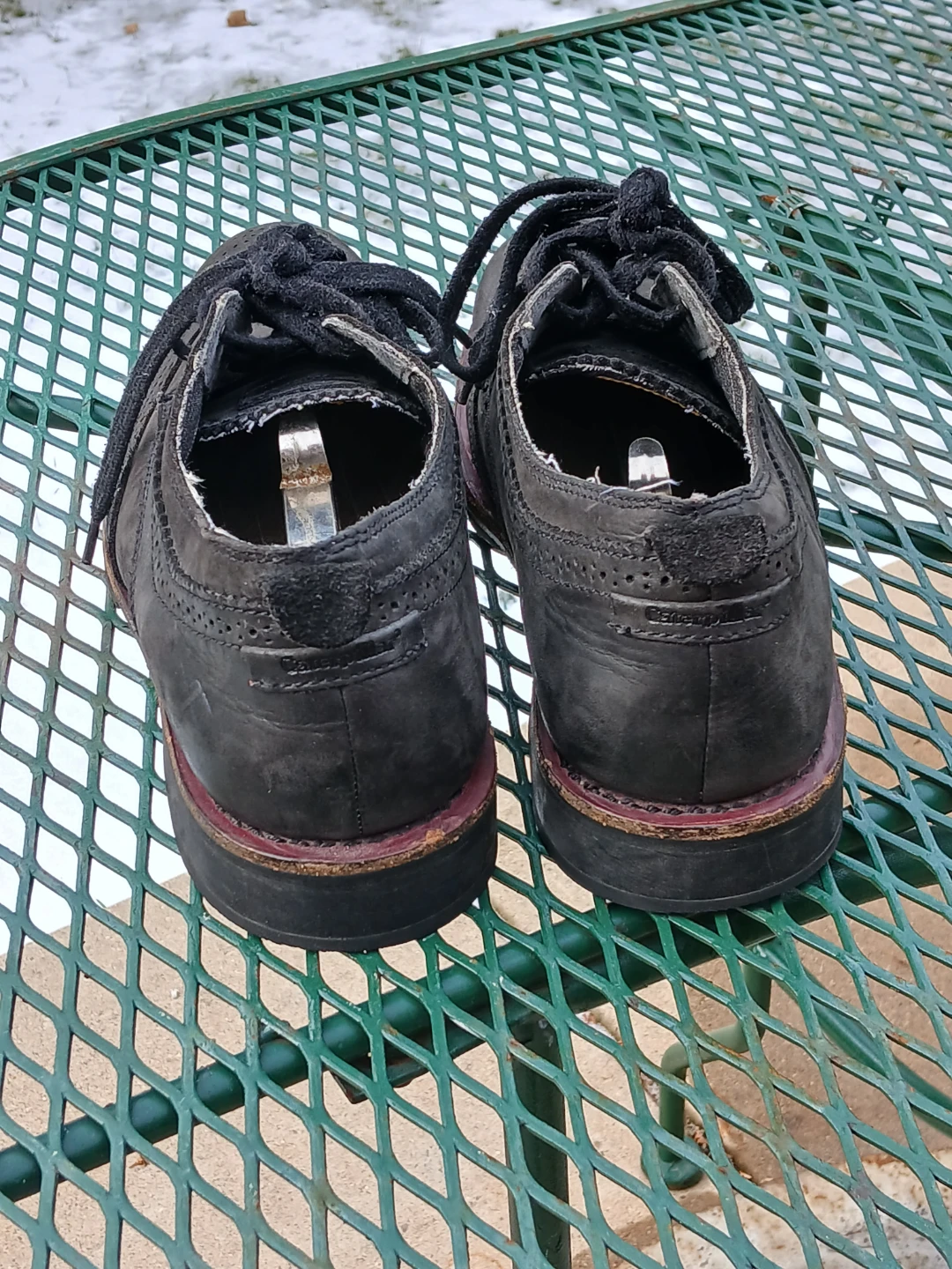 Caterpillar Black Leather Wingtip Shoes - photo 2
