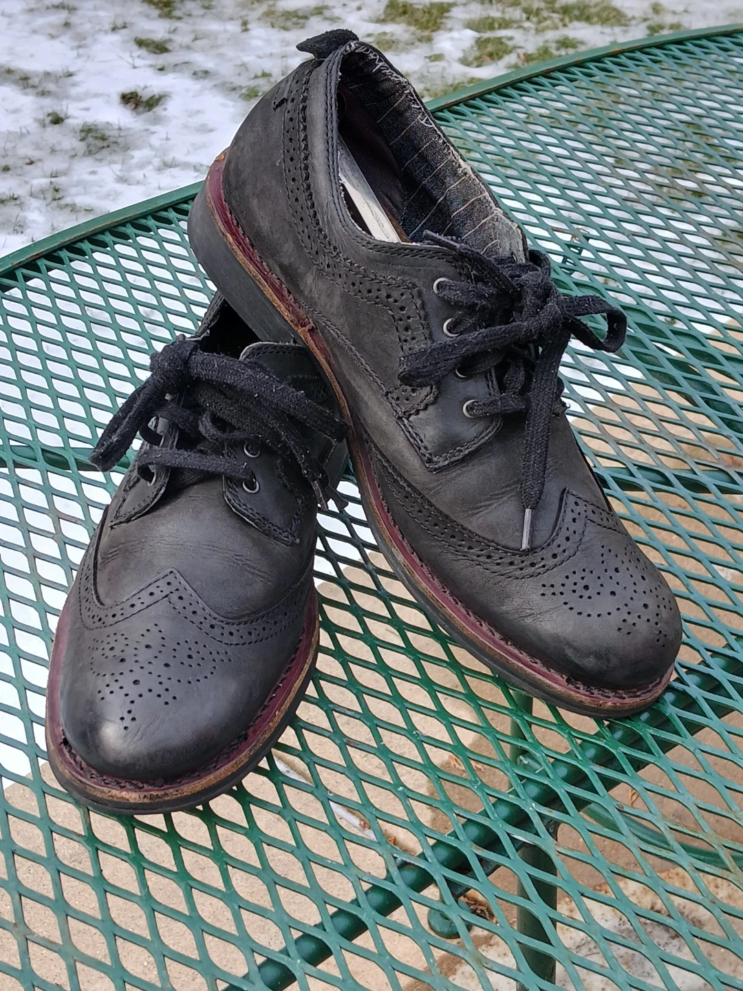 Caterpillar Black Leather Wingtip Shoes - photo 4