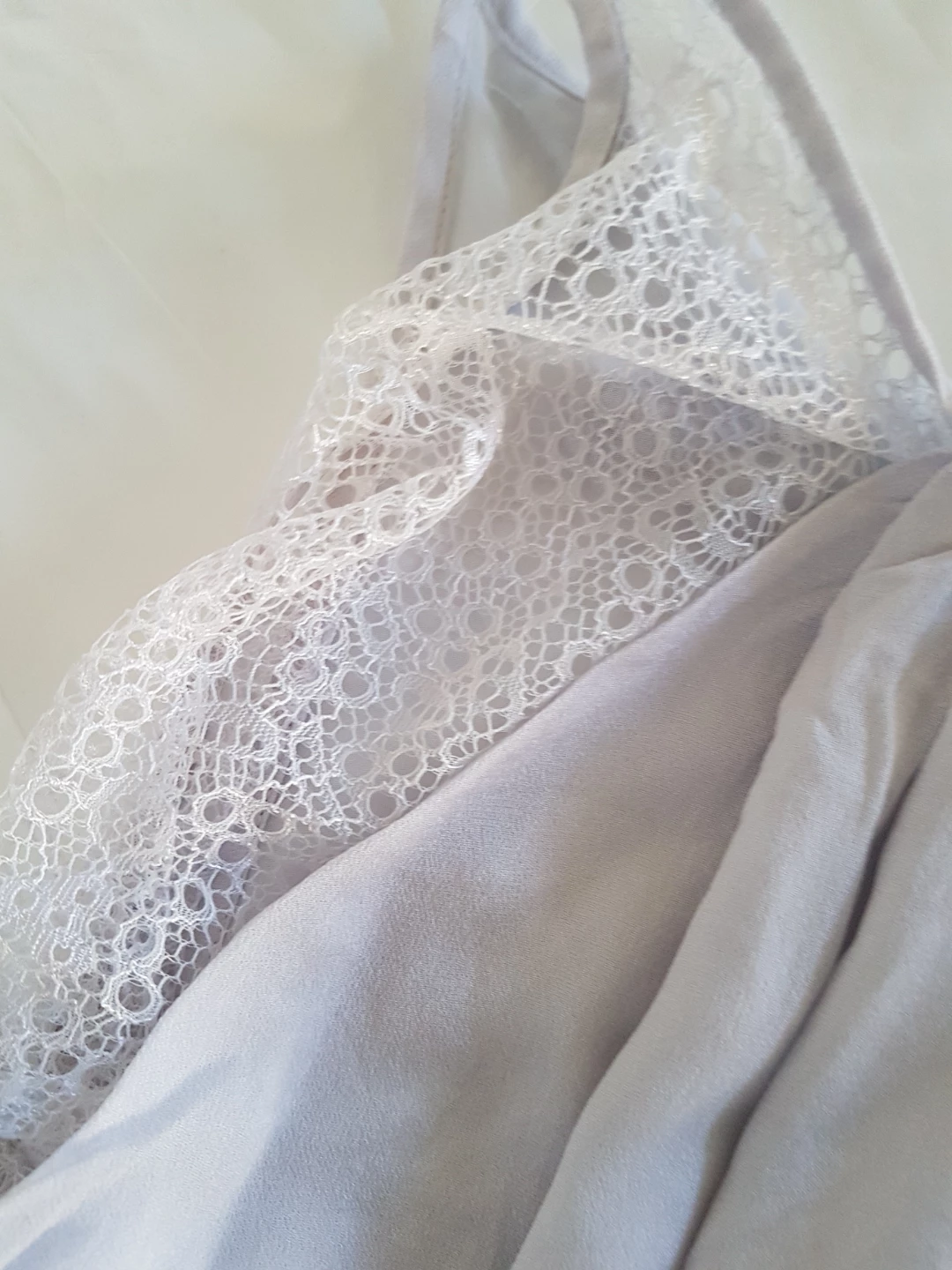 Halston Heritage Lace Trim Tank Top - Lavender - Size L - photo 4