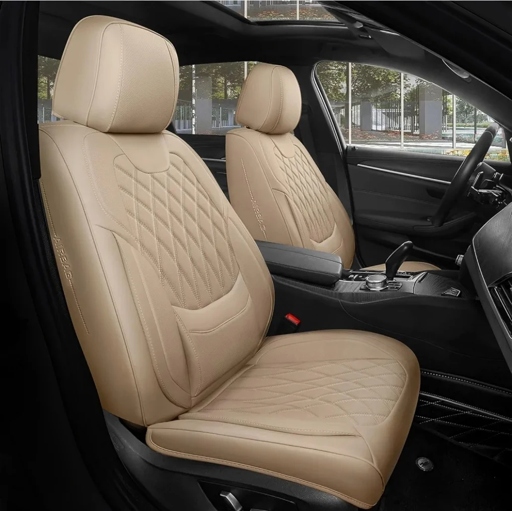 Beige Car Seat Covers - Front and Rear- Universal Fit - photo 2
