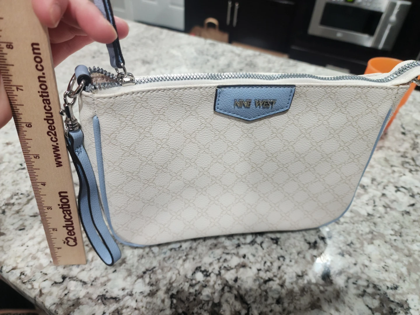 Nine West Cream & Blue Wristlet