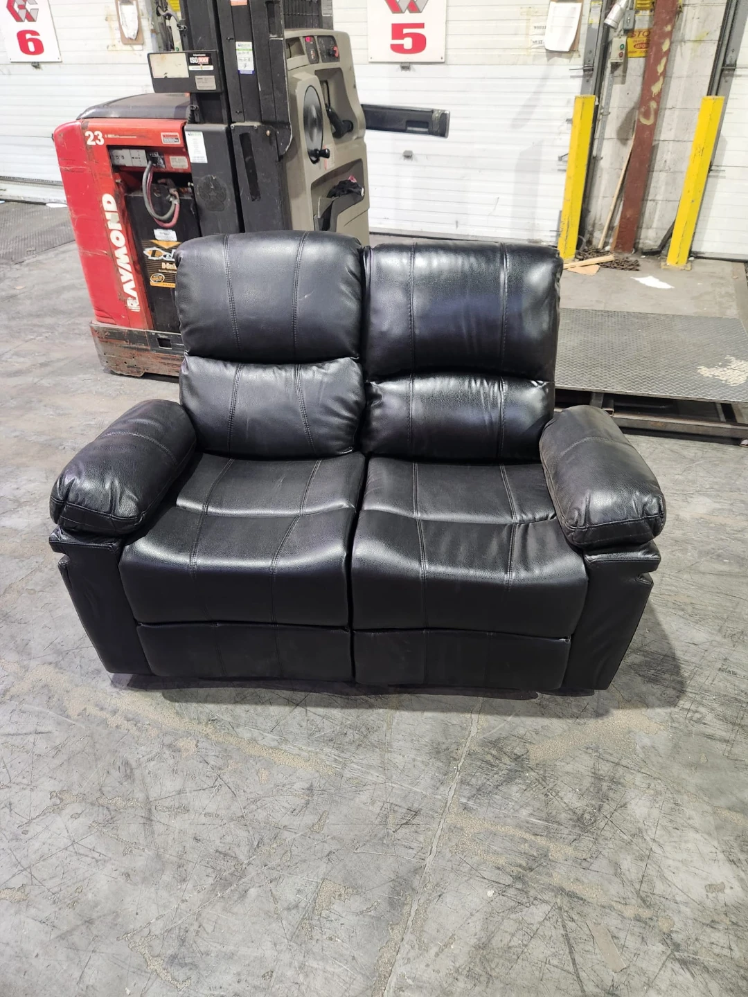 Black Leather Loveseat Recliner - photo 2