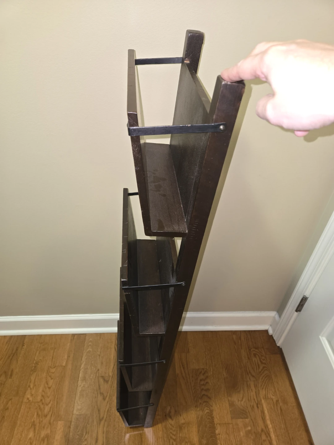 Dark Brown Wooden Wall Mountable Magazine Rack - photo 5