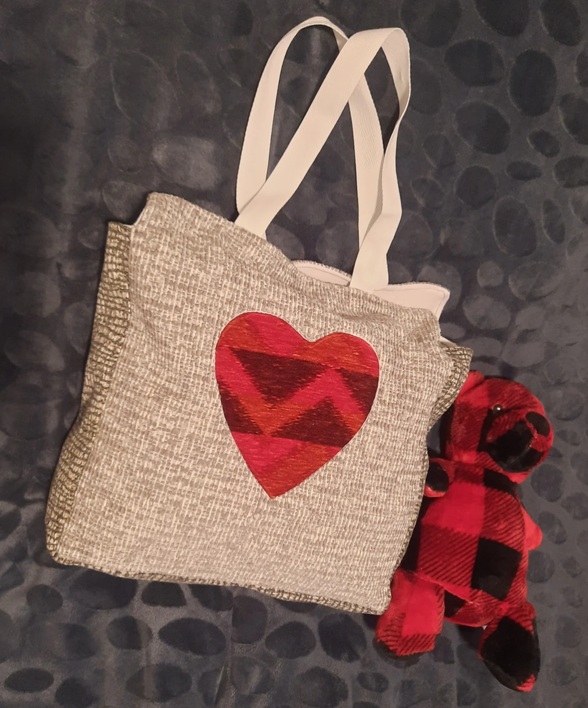 Handmade Tote Bag with Heart Applique - photo 3