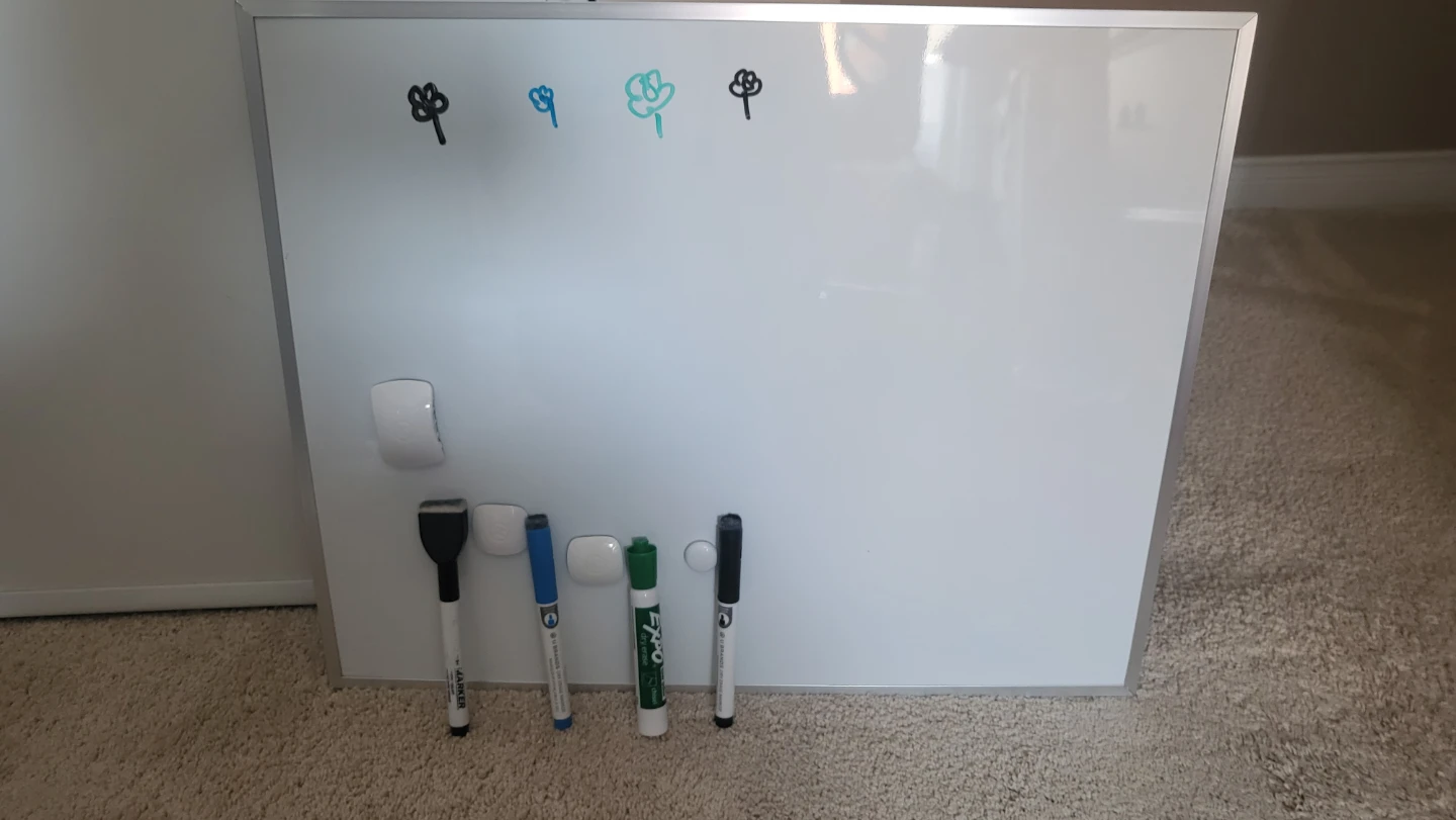 Whiteboard with Markers and Erasers