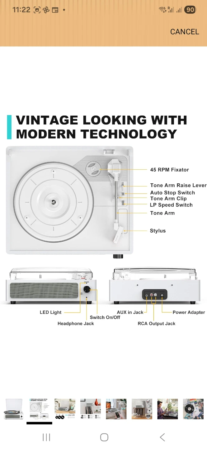 WOCKODER Vinyl Record Player with Built-in Speaker - photo 4
