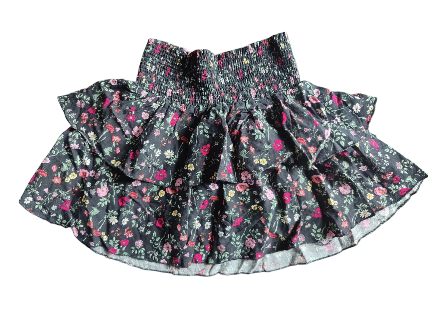 Women's H&M Coachella Black Floral Mini Skirt Size Small