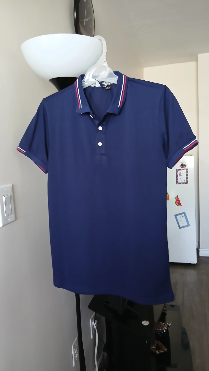 Navy Blue  Shirt with Striped Collar