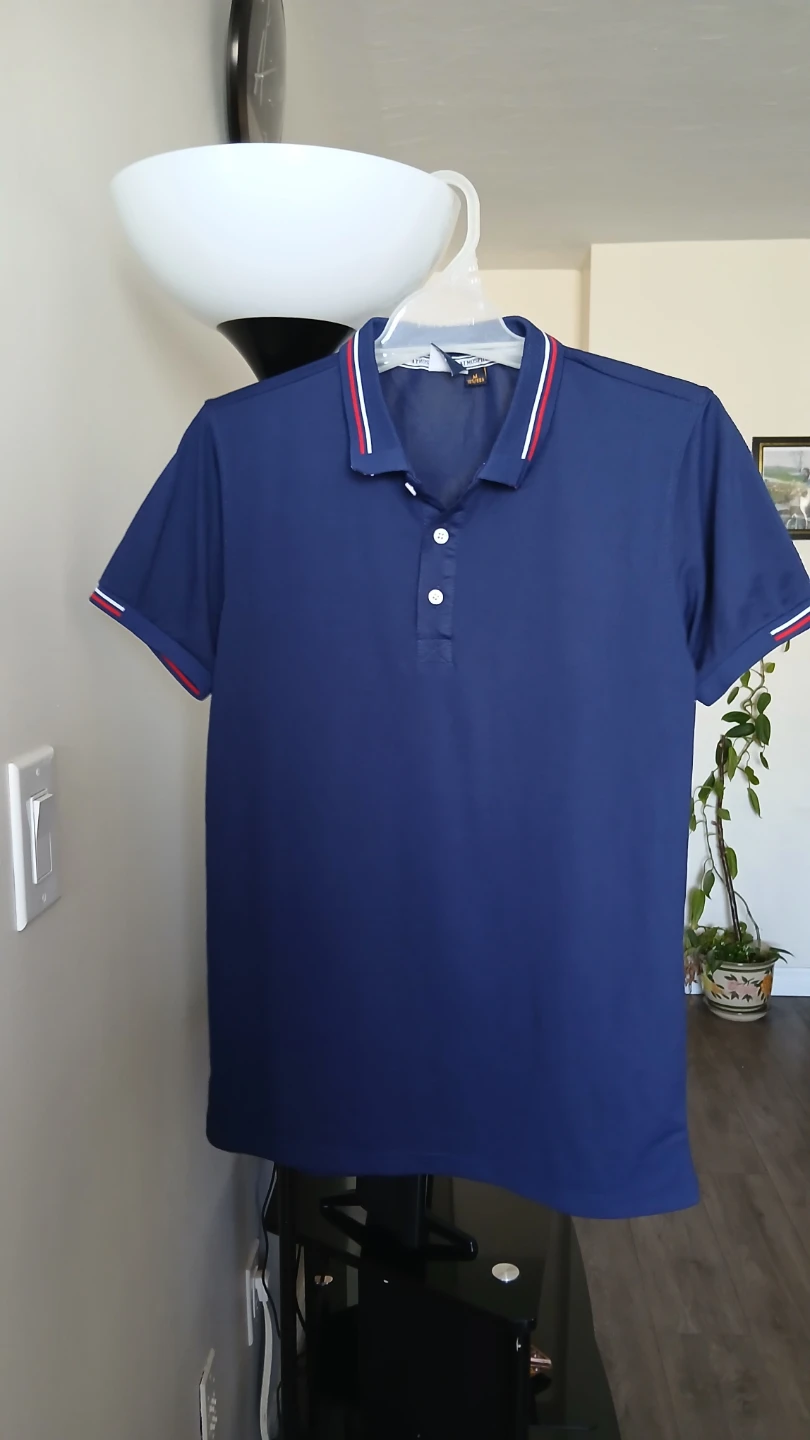 Navy Blue  Shirt with Striped Collar - photo 2