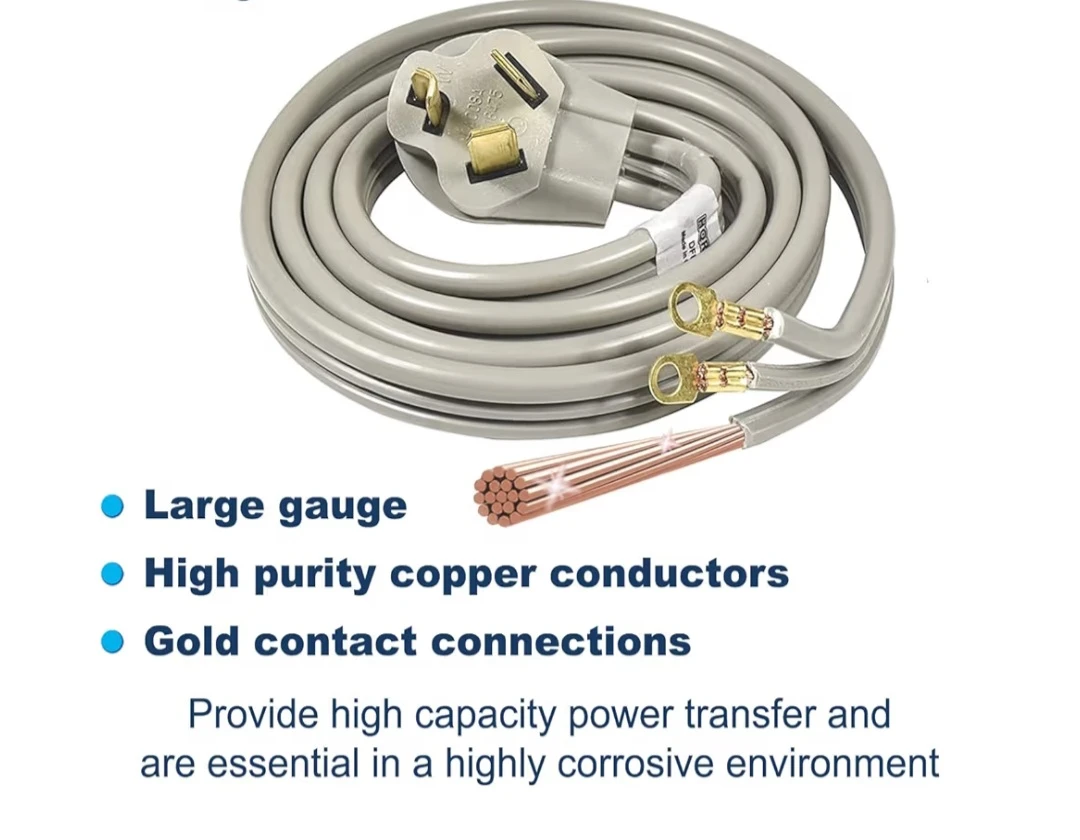 Electrical Range 4' Power Cord, 40 Amp, 3 Prong Wire, 125/250V, - photo 3