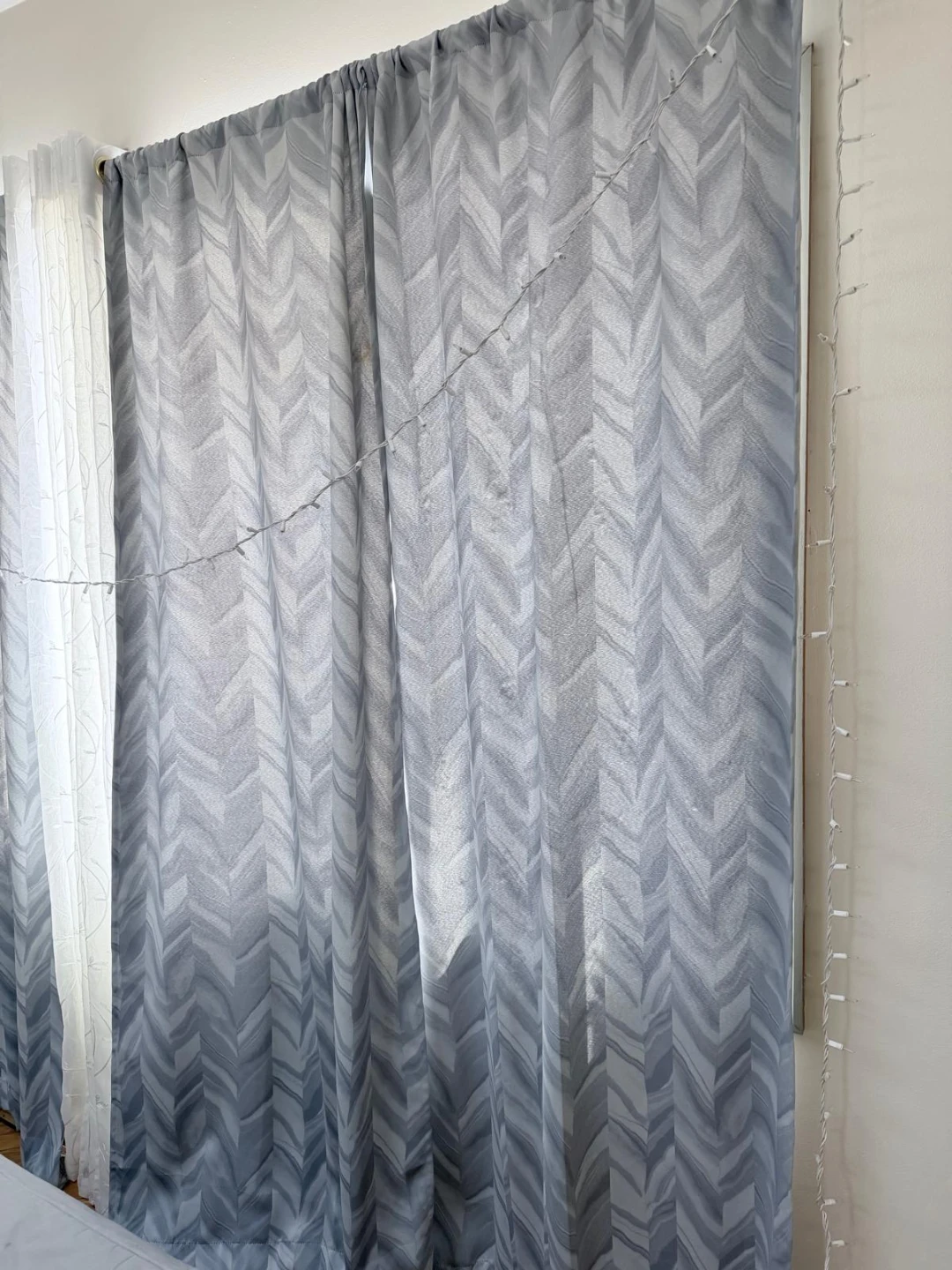 Gray Chevron Pattern Curtains- 4 panels