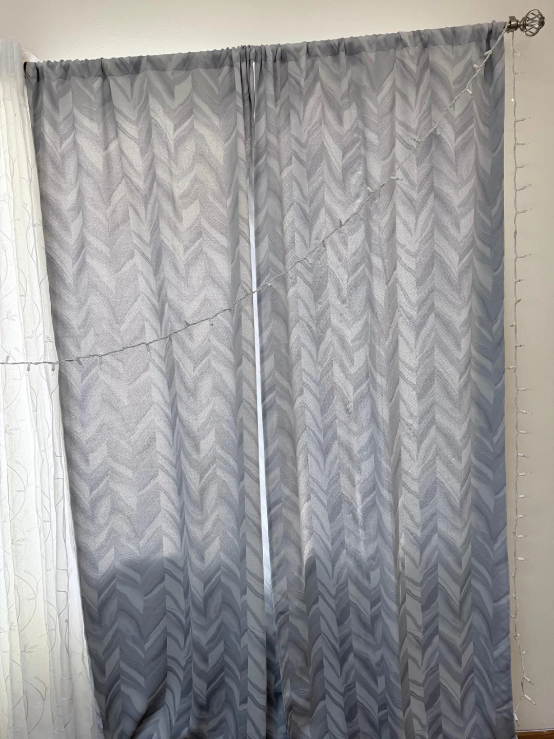Gray Chevron Pattern Curtains- 4 panels - photo 2