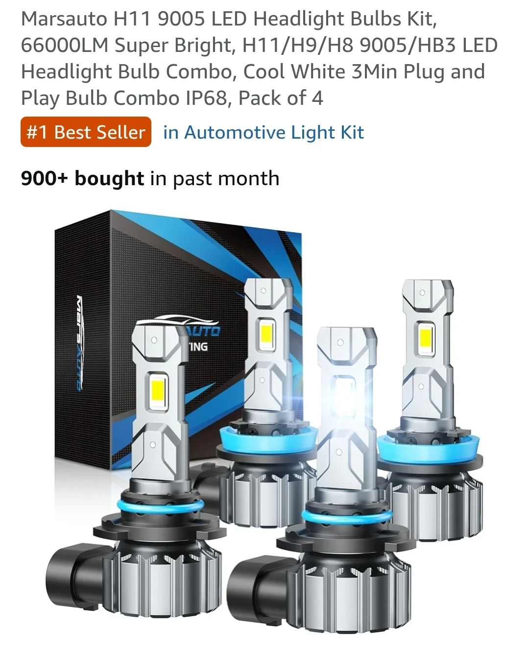 Marsauto H11 9005 LED Headlight Bulbs Kit