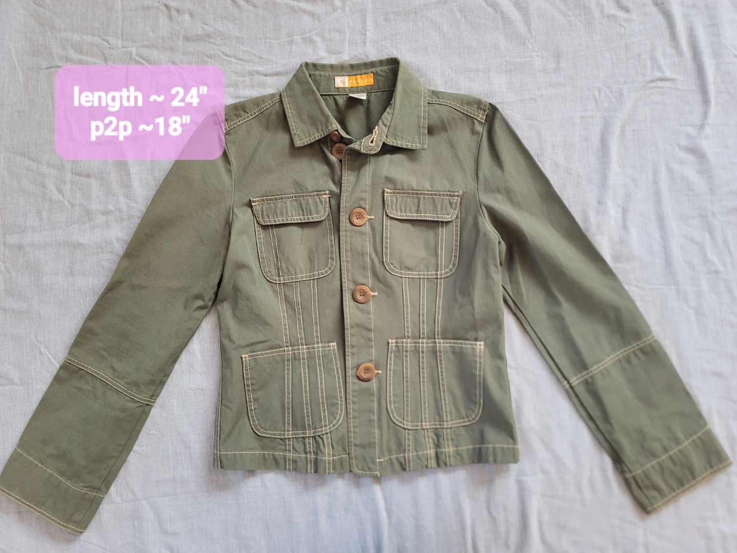 Tulle Olive Green Cotton Jacket - Size XL boho anthropologie - photo 3