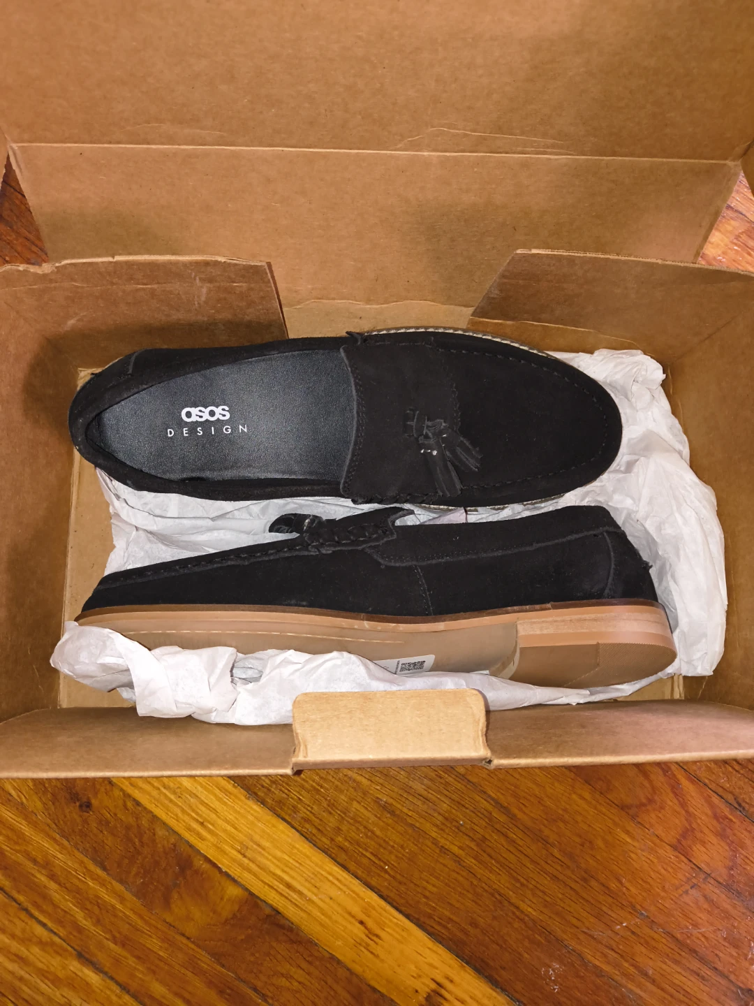ASOS DESIGN Black Suede Tassel Loafers - Size 8.5