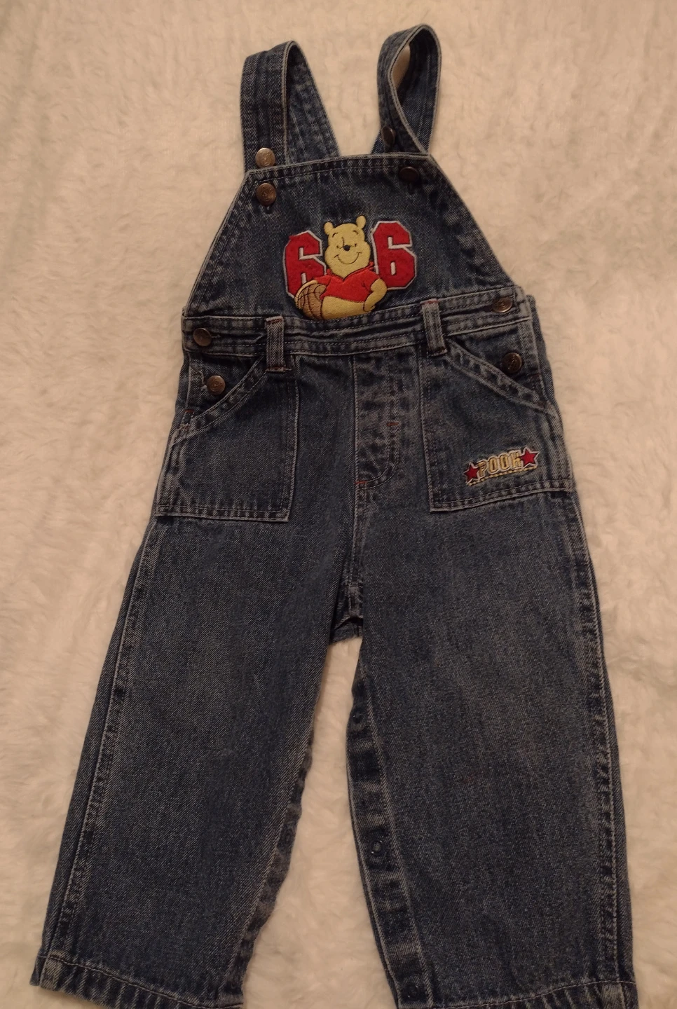 Vintage Winnie The Pooh Denim Overalls 18 M Basketball 66 Disney