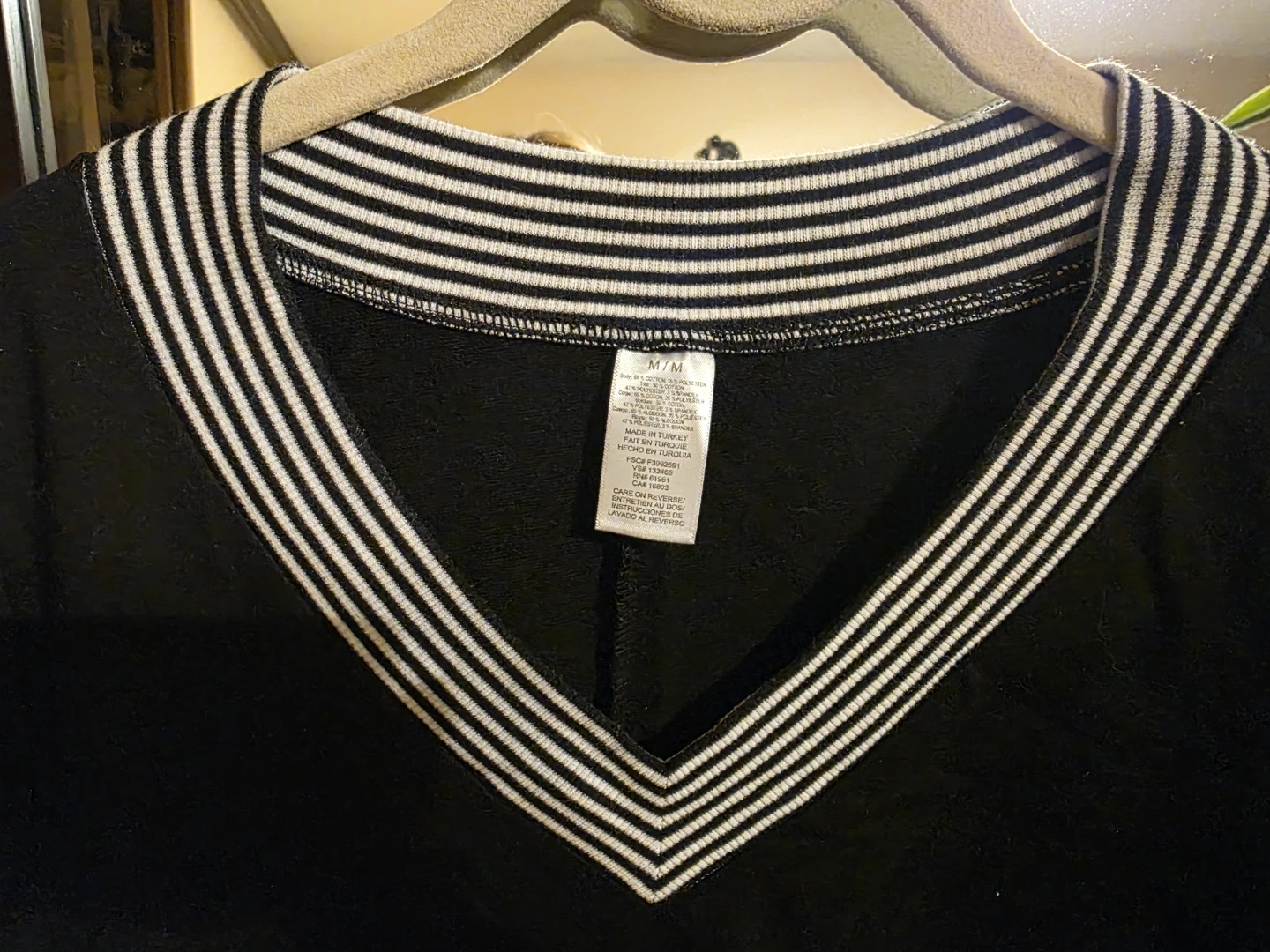 Black Striped V-Neck Dress - Size M - photo 2