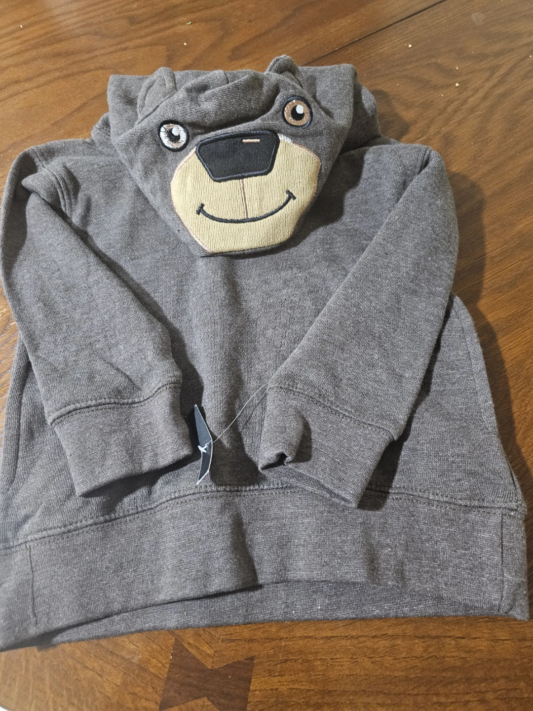 Kids Grey Bear Face Hoodie