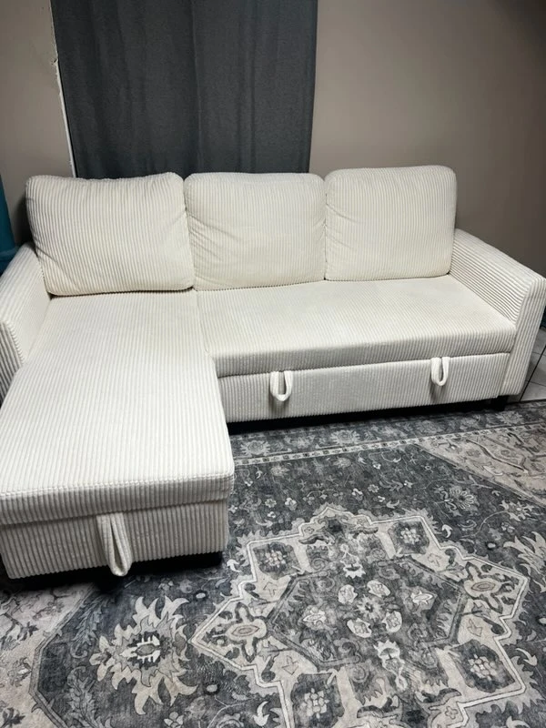 Beige Sofa Bed with Storage